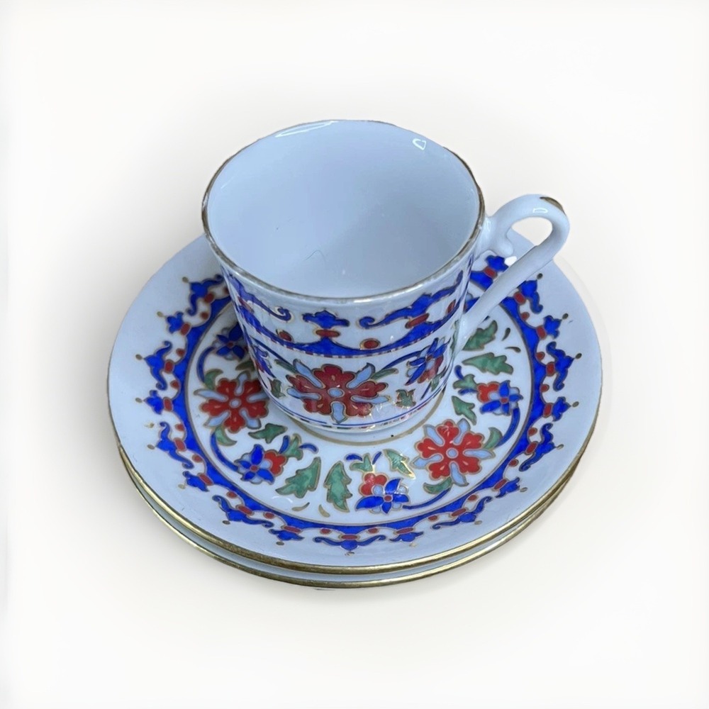 Kutahya Porselen Handmade Turkish Espresso Cup Saucer Set Floral‎ 2002